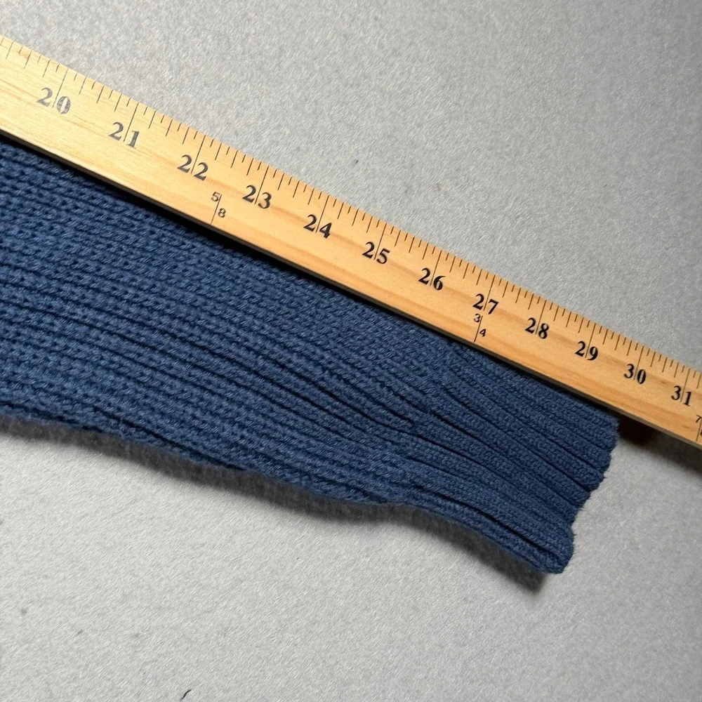 American Eagle Outfitters Men Blue Ribbed Mock‎ Neck Button Up Sweater Large